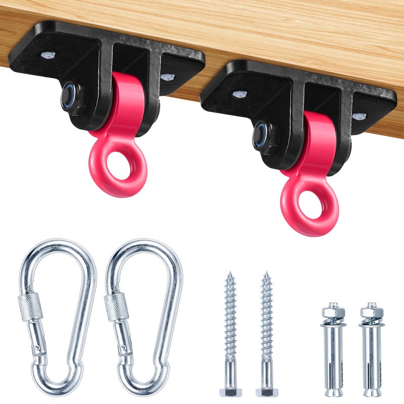 MDAIRC Heavy Duty Swing Hangers for Wooden Sets Playground Porch Indoor Outdoor & Hanging with Snap Hooks (Black and red) - Image 2